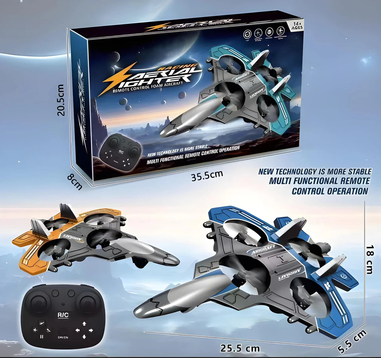 RC Foam Aerial Fighter Aircraft - Multi-Function Remote Control Plane for Kids