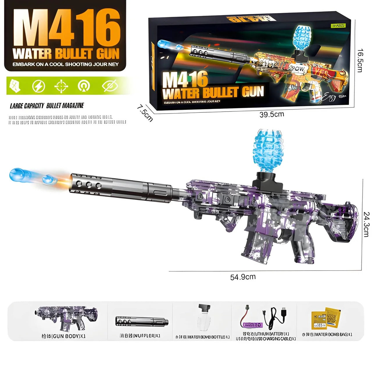 M416 Electric Gel Blaster - Water Bead Bullet Gun for Kids Main image
