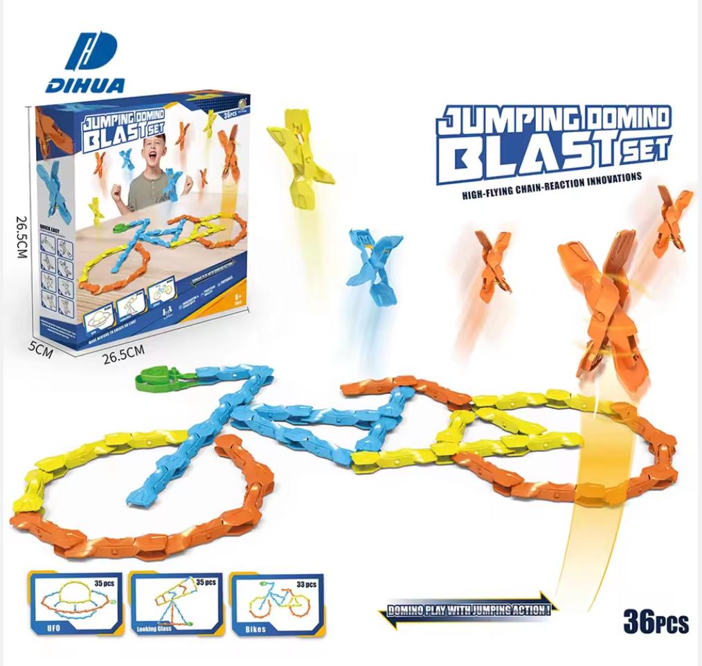 Jumping Domino Blast Set – 36 Pcs | Chain Reaction Building Toy for Kids