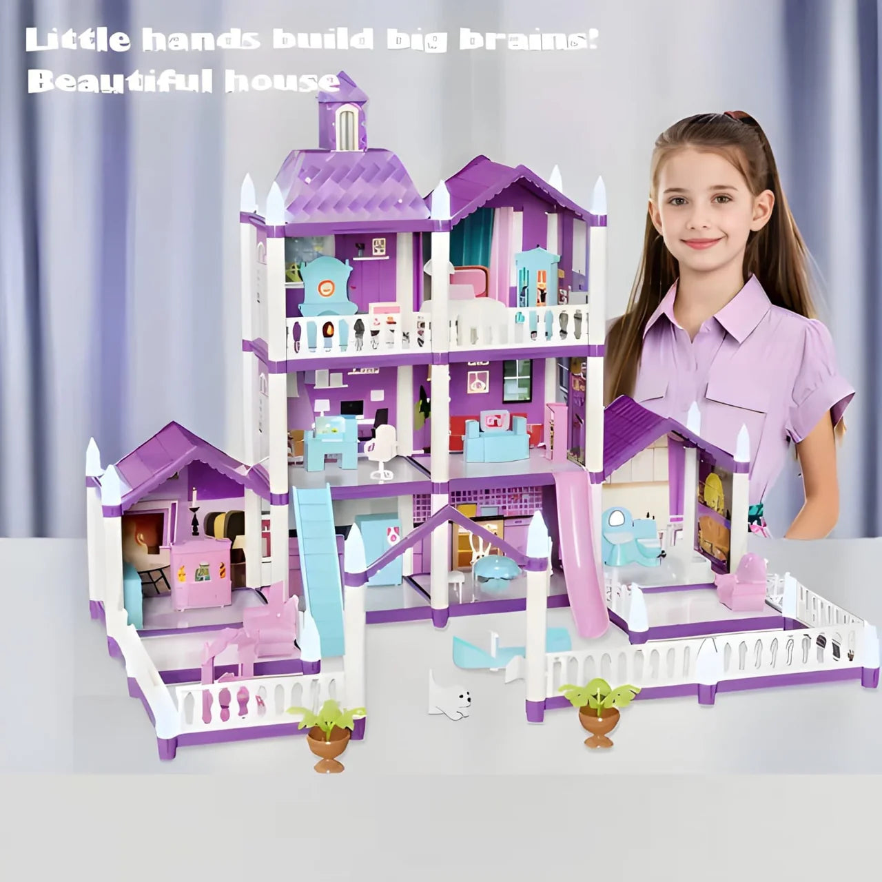 DIY Castle Villa Dollhouse for Girls - Build & Play Pretend Play Set Main image