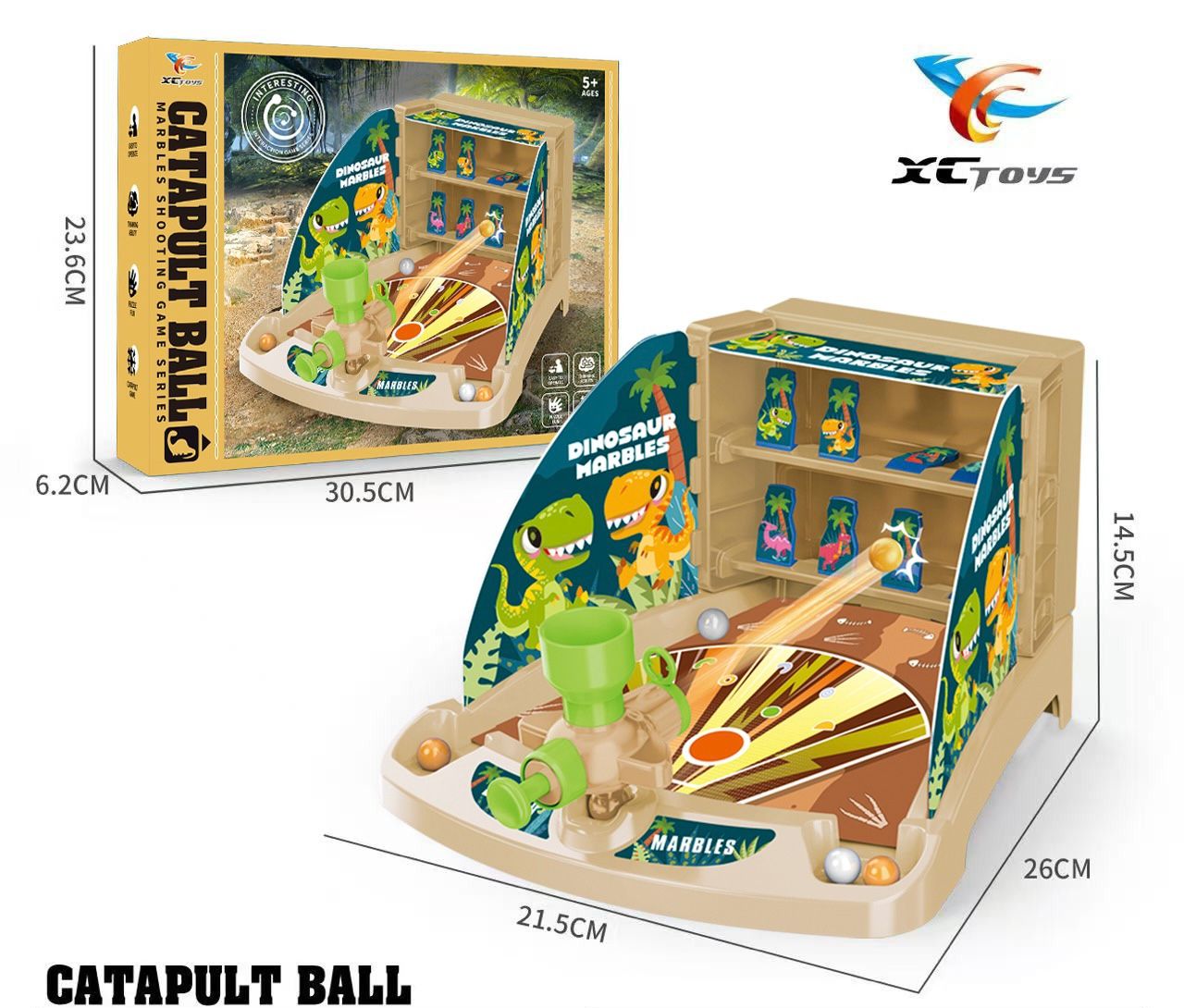 Dinosaur Catapult Ball – Marble Shooting Tabletop Game for Kids