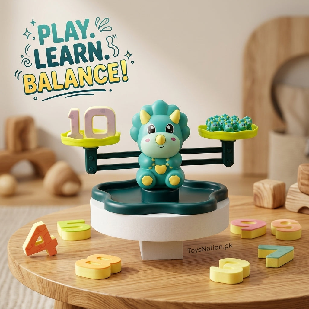 Dino Balance Math Learning Toy | Triceratops Number Scale with Counting Figures & Numbers for Kids