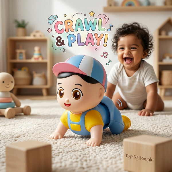 Crawl & Play Electric Baby Boy Doll Toy | Interactive Crawling Figure with Music & Sound