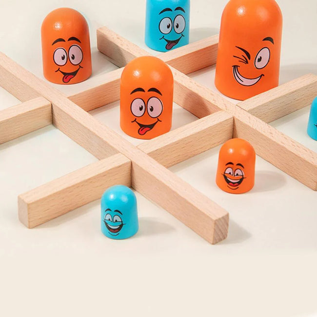 Wooden Emoji Tic Tac Toe Tache Board Game Main Image