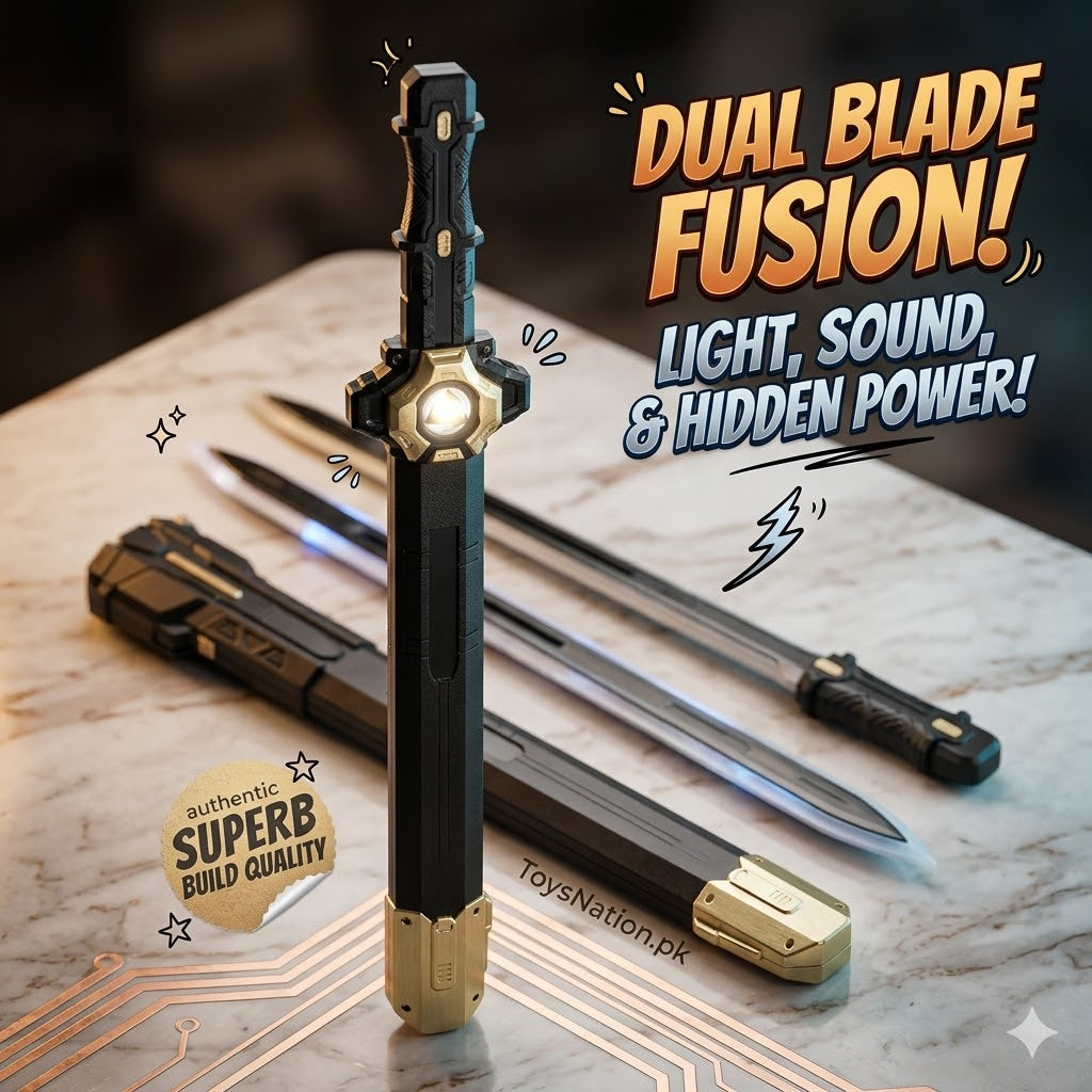 Unleash the Power Dual Blade Action Toy Sword Set | 2-in-1 Retractable Fantasy Battle Swords for Boys 5+