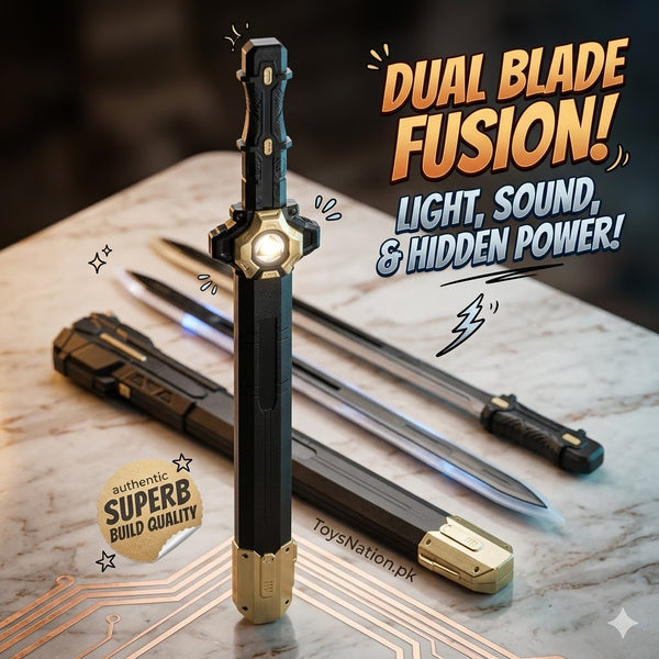 Unleash the Power Dual Blade Action Toy Sword Set | 2-in-1 Retractable Fantasy Battle Swords for Boys 5+