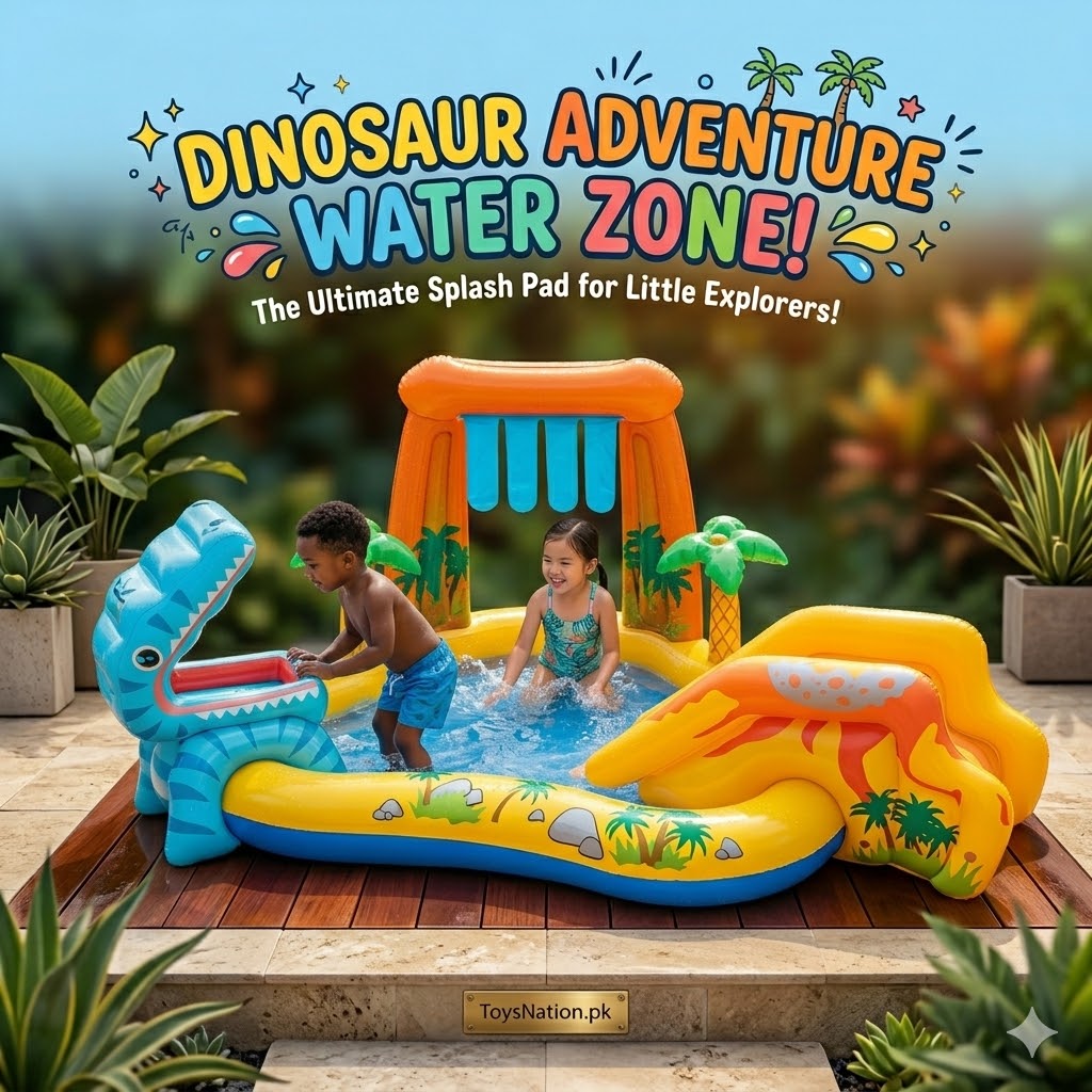 Dino-Mite Inflatable Water Park Play Center | Giant T-Rex Sprinkler, Volcano Slide & Splash Pool for Kids