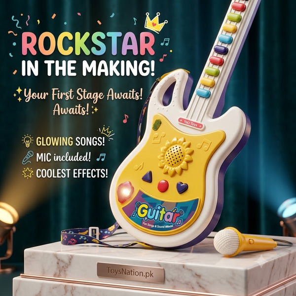 Rock Star Kids Guitar Toy with Microphone – Lights, Music & Sounds
