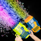 132-Hole Rechargeable Bubble Gun - Rocket Design with LED Lights & Colorful Bubbles