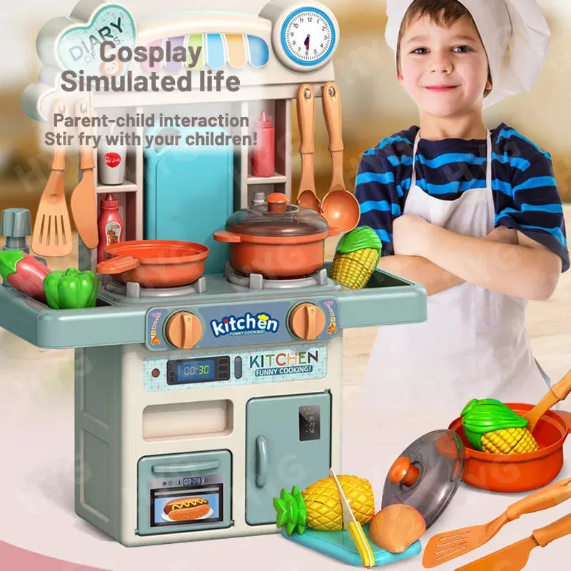 33-Piece Mini Kitchen Play Set - Water Spray Pretend Play Toy with Lights & Sounds for Kids Secondary image