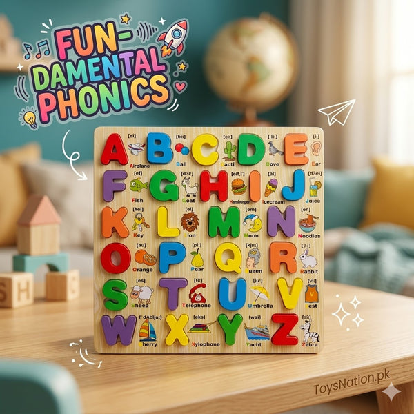 ABC Wooden Alphabet Puzzle Board – A to Z Learning & Play Educational Toy for Toddlers