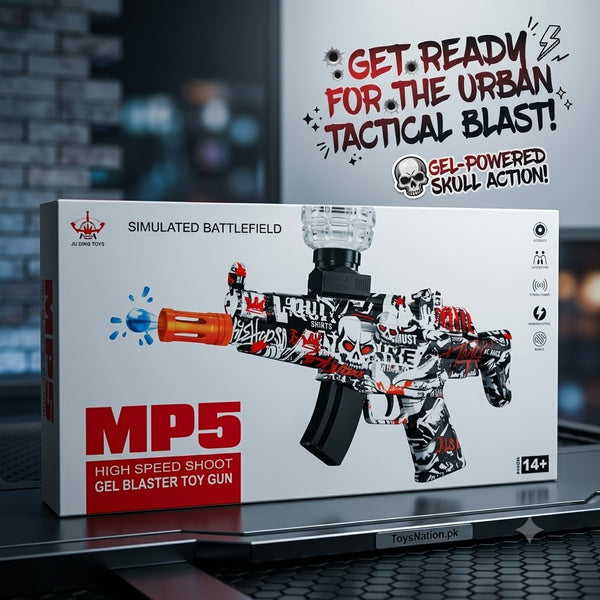 MP5 Skull Graffiti Gel Blaster Toy Gun – Electric High Speed Shoot