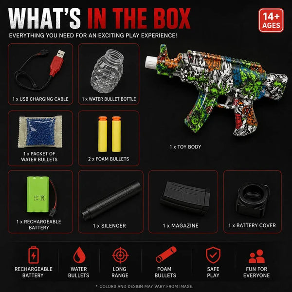2 in 1 AK-47 Gel Blaster Electric Toy Gun – High-Speed Automatic Water Bead Rifle