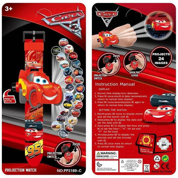Cars Projection Digital Watch - 24 Image Display Watch for Kids