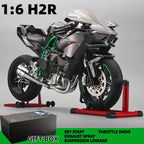 1:6 Scale Kawasaki Ninja H2R Die-Cast Motorcycle - Alloy with Smoke Effect & Lights