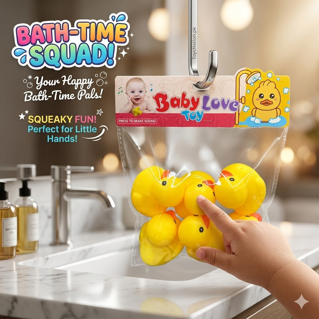 Cute Rubber Duck Bath Set – 6pcs Squeaky Ducks for Baby Bath Time Main image