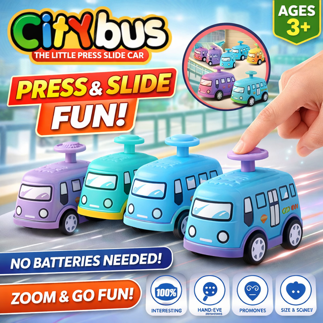 City bus Push & Go Mini Bus Set – Colorful Urban Vehicle Collection - Pack of 1 Hover Image