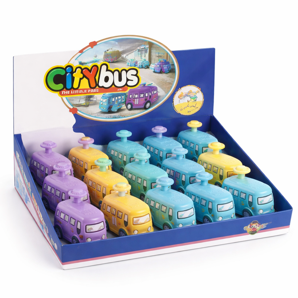 City bus Push & Go Mini Bus Set – Colorful Urban Vehicle Collection - Pack of 1