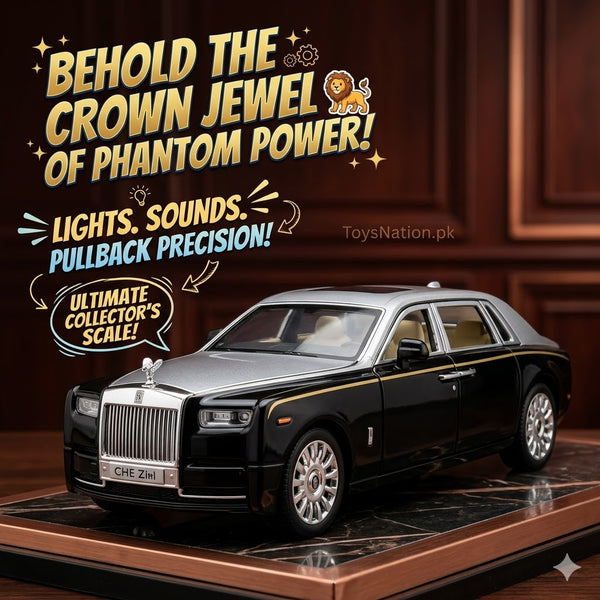 1:24 Scale Rolls-Royce Phantom Diecast Model Car – Pullback, Sound & All Doors Open