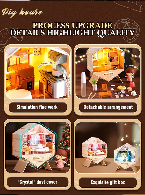 Diy Miniature Doll House Cottage Handmade Art & Pretend Play Set ✨🏡