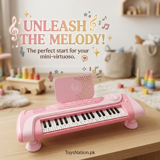 Mini Melody Kids Electronic Piano Keyboard | 37-Key Pink Musical Toy with Built-in Speaker for Girls Secondary image
