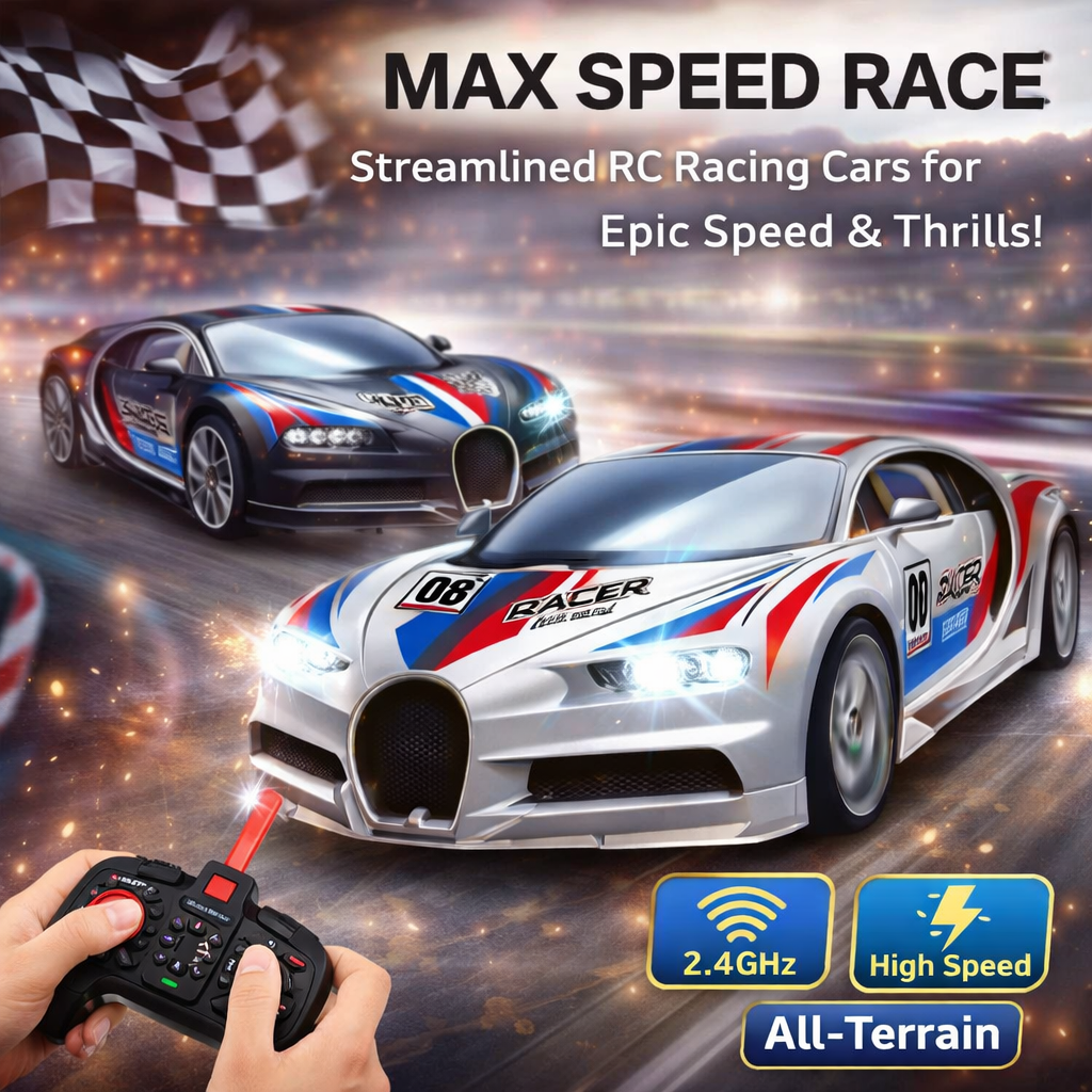 Max Speed RC Racing Car with LED Lights & Full Control – High-Speed Sports Car Main image