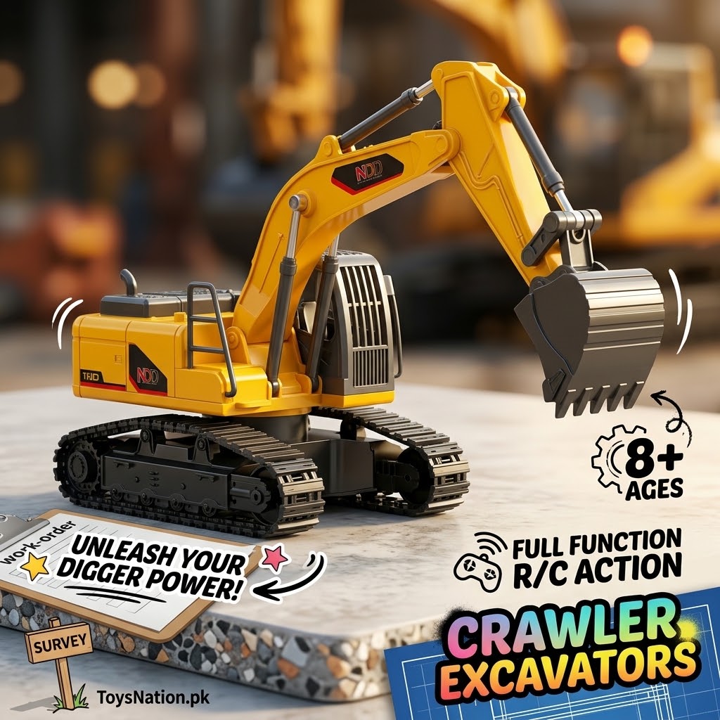Remote Control Crawler Excavator Toy with Digging Action for Kids – Ages 8+