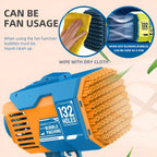 132-Hole Rechargeable Bubble Gun - Rocket Design with LED Lights & Colorful Bubbles