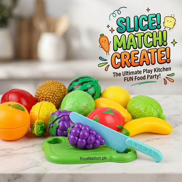 Kids’ Pretend Play Fruit Cutting Set with Toy Knife & Cutting Board