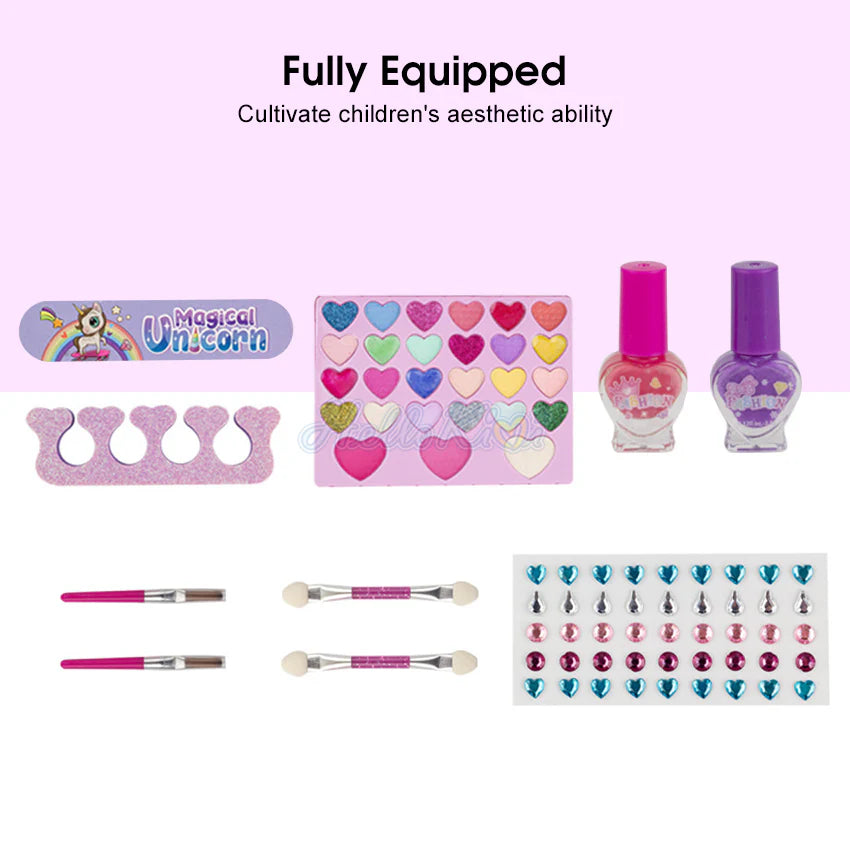 Magical Unicorn Makeup Kit for Kids - Washable Pretend Play Cosmetics Set