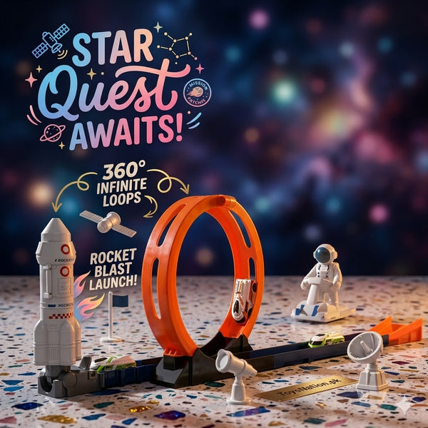 DIY Space Adventure Track Playset with Astronaut & Rocket