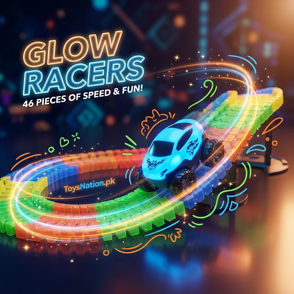 Glow Flexible Race Track – 46-Piece Glow in the Dark Set with Light-Up LED Race Car Secondary image