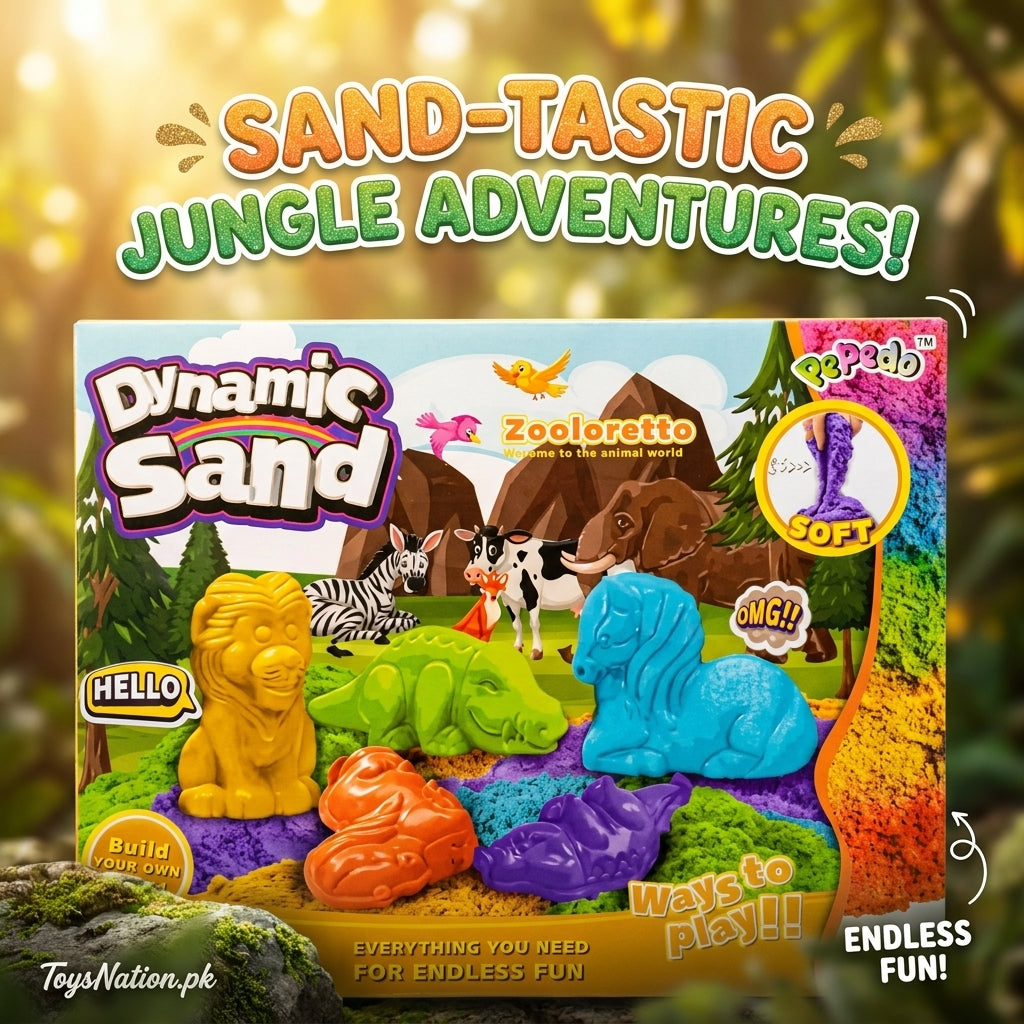 Soft Sensory Play Sand Zoo Set 800g – Mouldable Play Sand with Animal Molds & Tools Secondary image