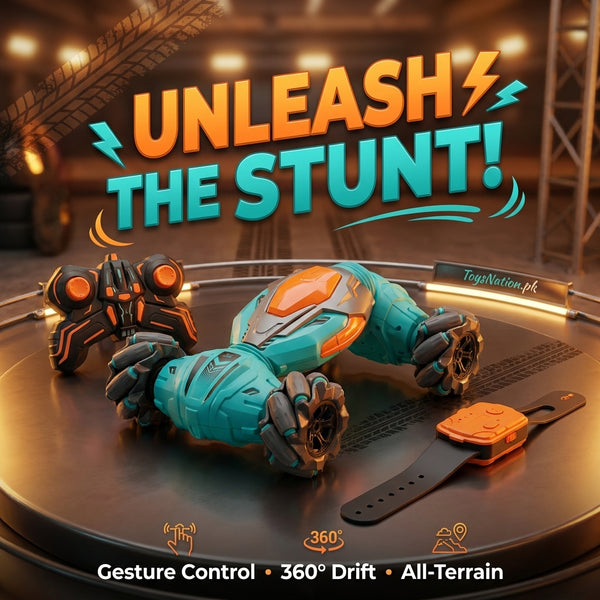 Gesture control RC twist stunt car full kit with remote and watch - 360 drift all-terrain - ToysNation.pk