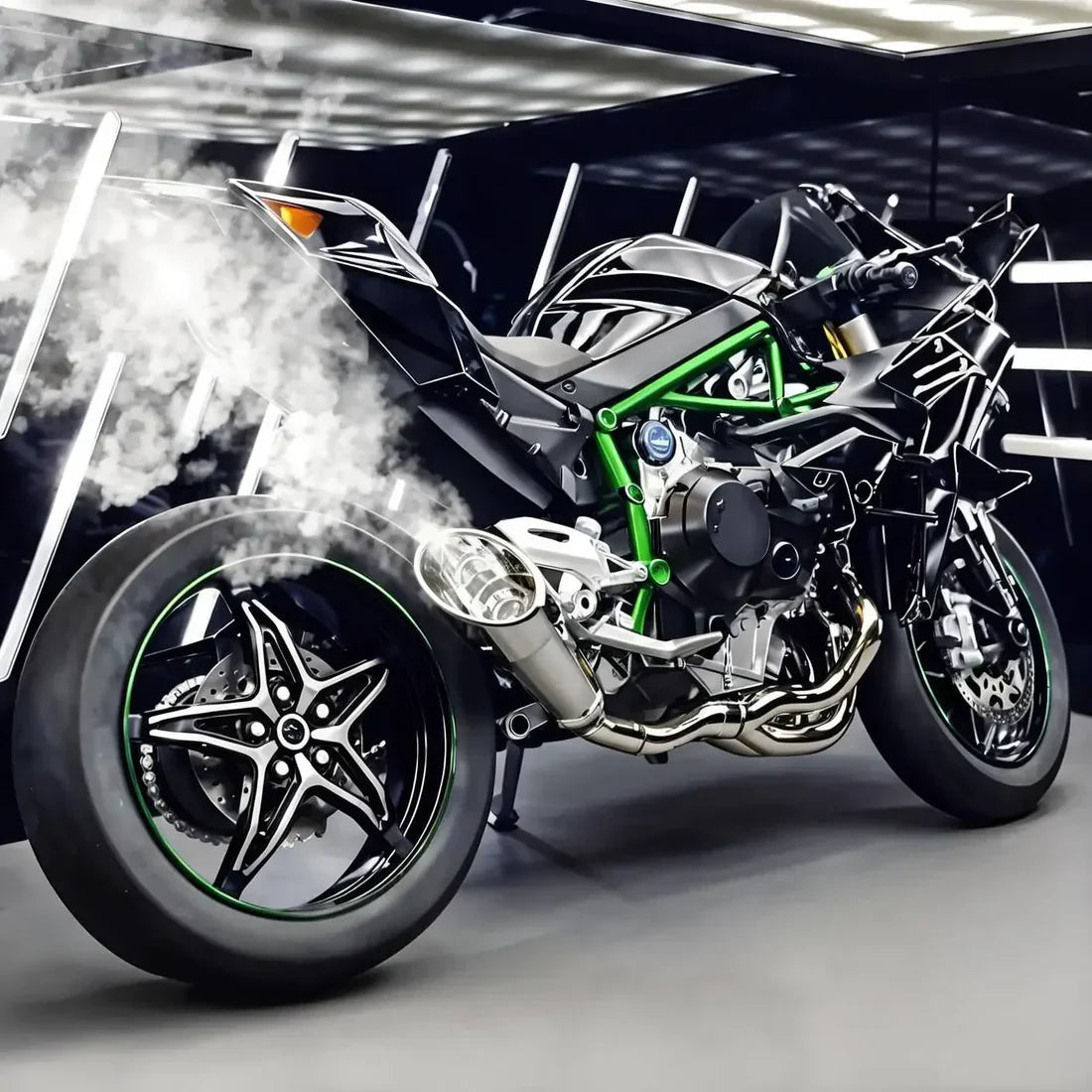 1:6 Scale Kawasaki Ninja H2R Die-Cast Motorcycle - Alloy with Smoke Effect & Lights Secondary image