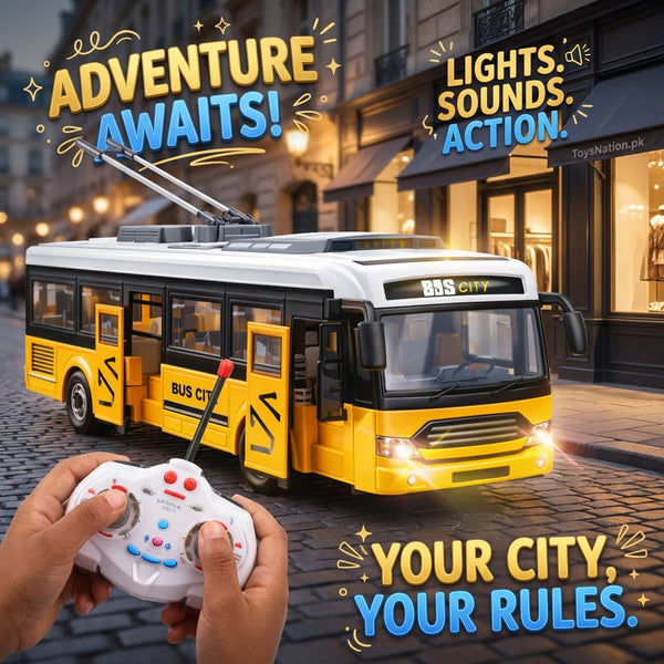 Remote Control City Bus With Lights, Sounds & Opening Doors – Remote Control Bus
