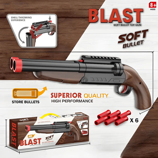 Premium Pump-Action Shotgun Toy Blaster with Soft Foam Bullets Hover Image