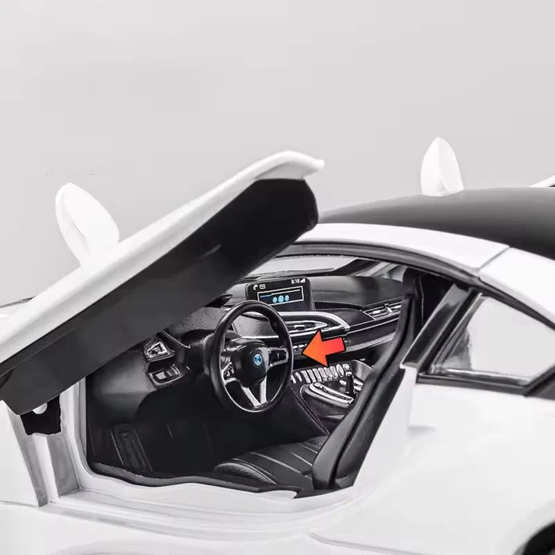 1:22 Scale BMW i8 Die-Cast Model - Alloy Sports Car with Light & Sound