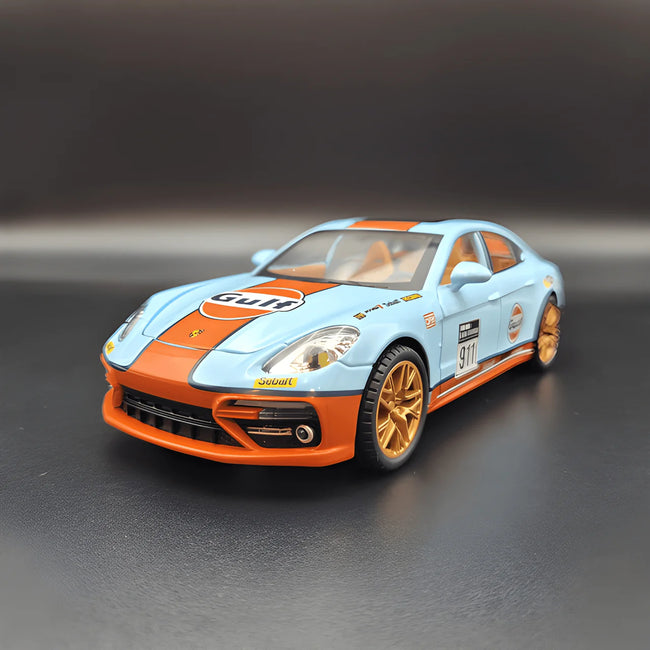 1:24 Scale Porsche Panamera S Die-Cast Model - Gulf Blue Alloy Collectible Hover Image