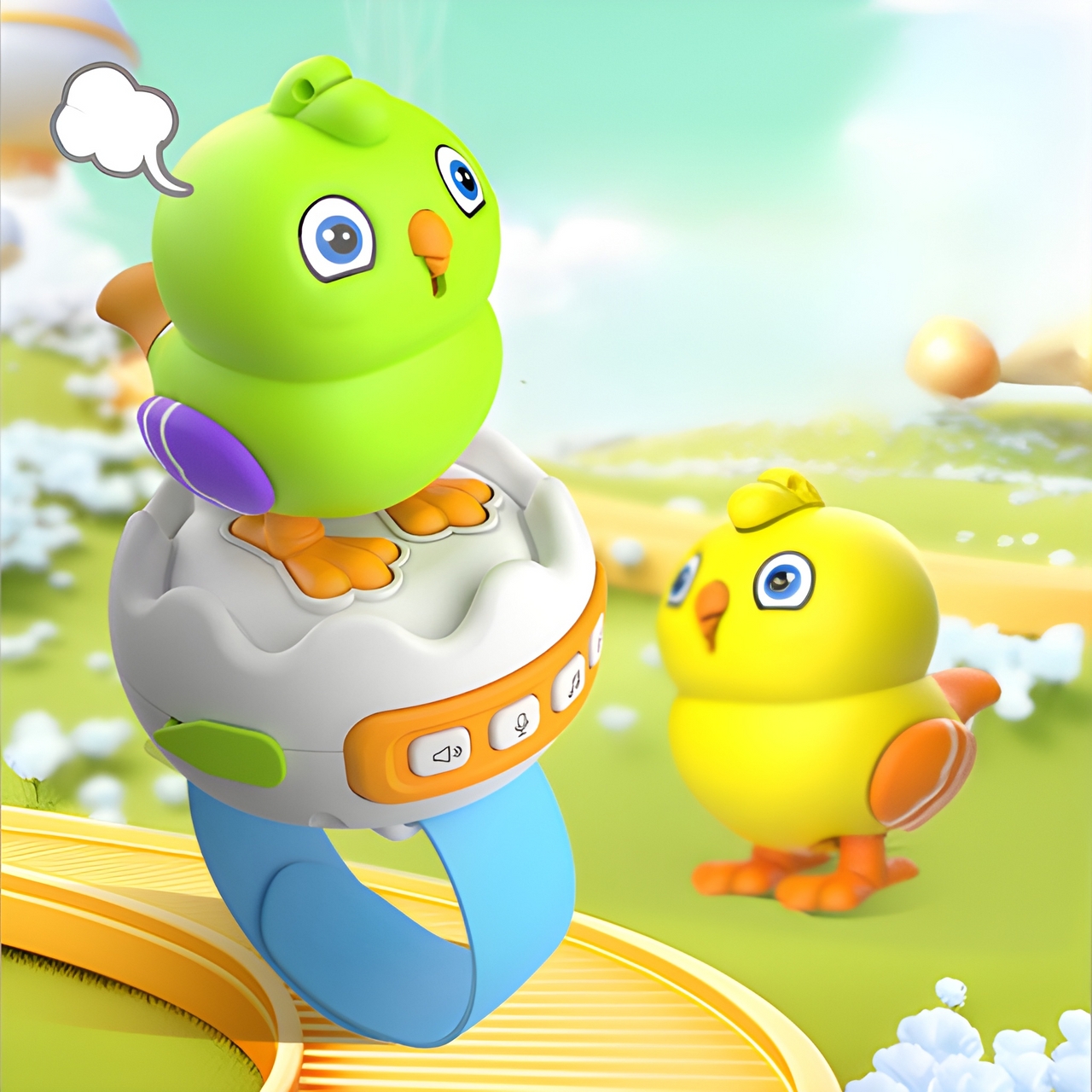 Multifunction AI Interactive Talking Bird Toy - Green | Sound Repeating Parrot with Built-in Music for Kids Main image