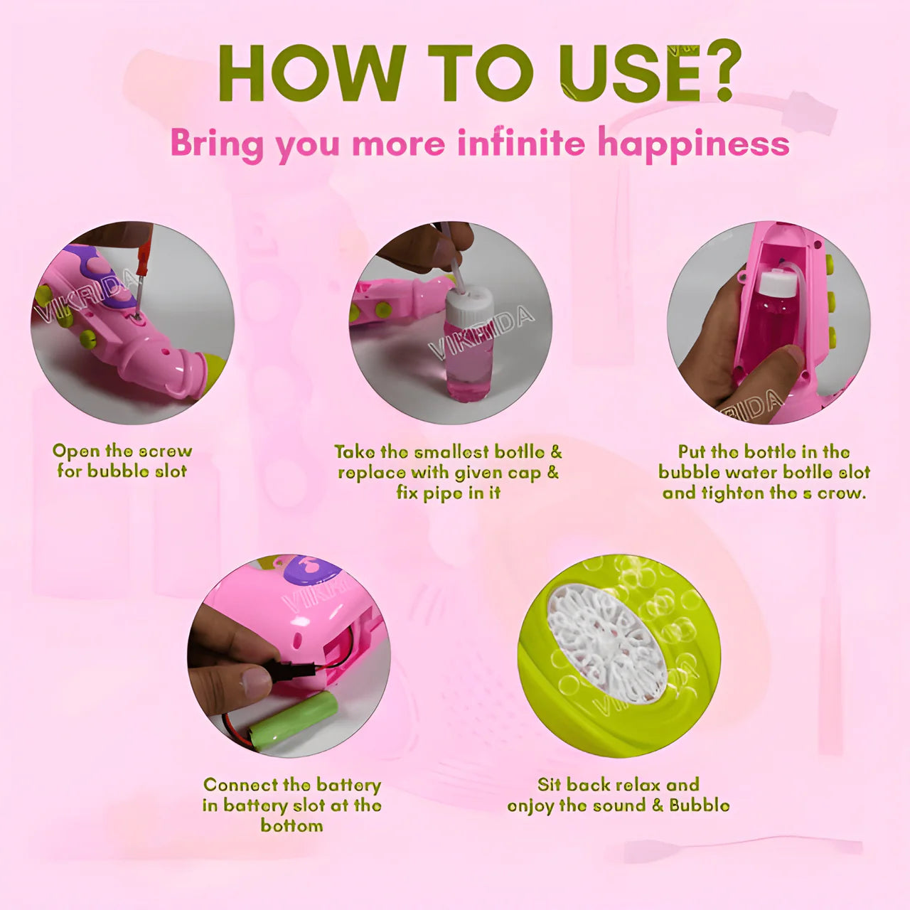 Bubble Machine Gun for Kids - Leak-Proof Automatic Bubble Blaster with LED Lights