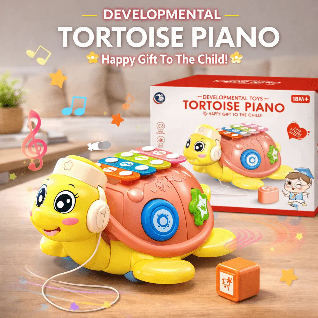 Musical Tortoise Piano Learning & for Babies – Light, Sound & Shape Activity Playset