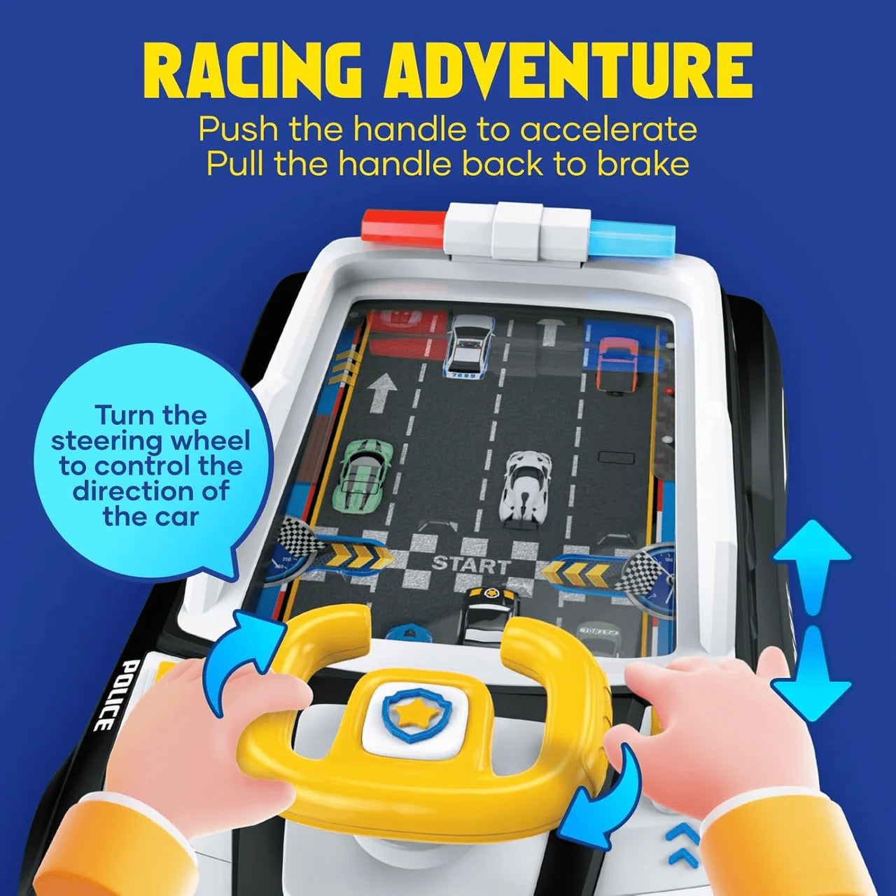 Police Car Steering Wheel Toy - Interactive Driving Game with Lights & Sounds Secondary image