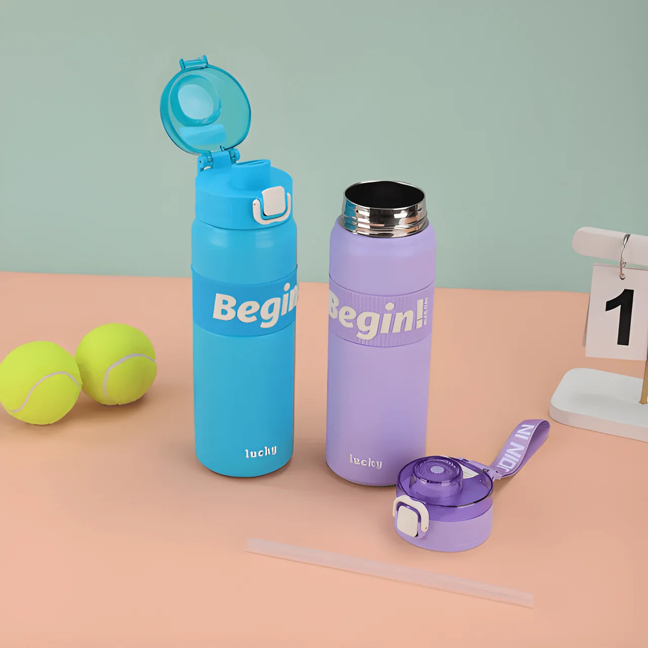 Begin Lucky – Stylish Sports Water Bottles ( Pack of 1 )