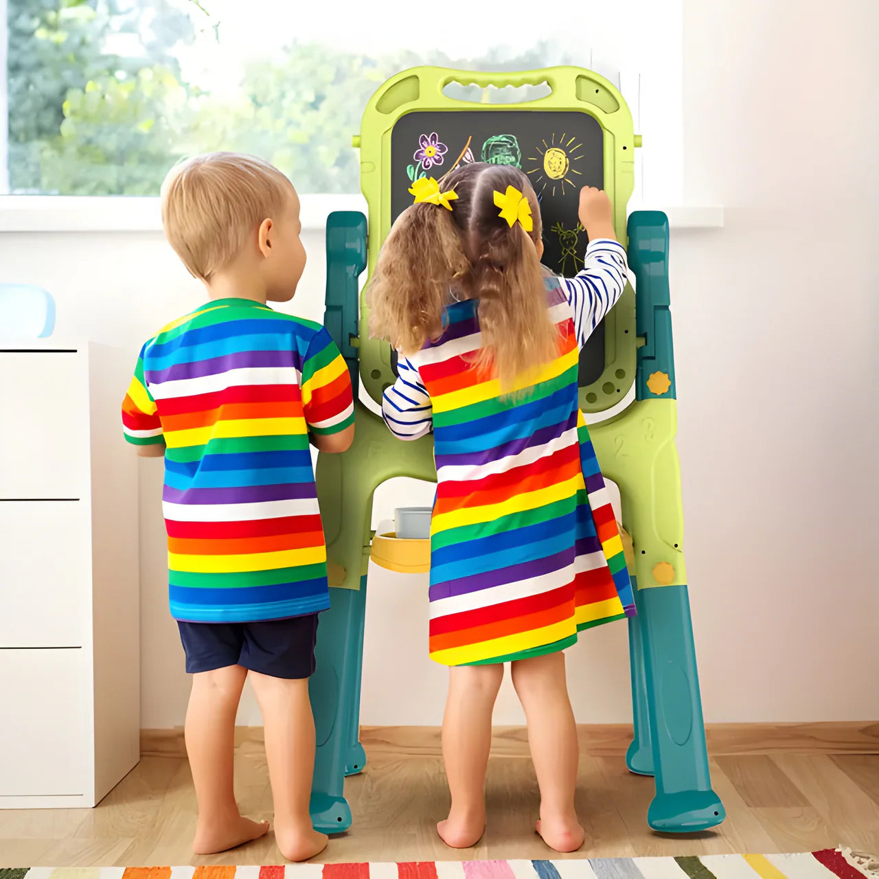 Astronomical Magnetic Easel Board - 2-in-1 Whiteboard & Chalkboard Drawing Set