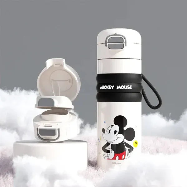 Cartoon Character Kids Water Bottle With Straw Strap