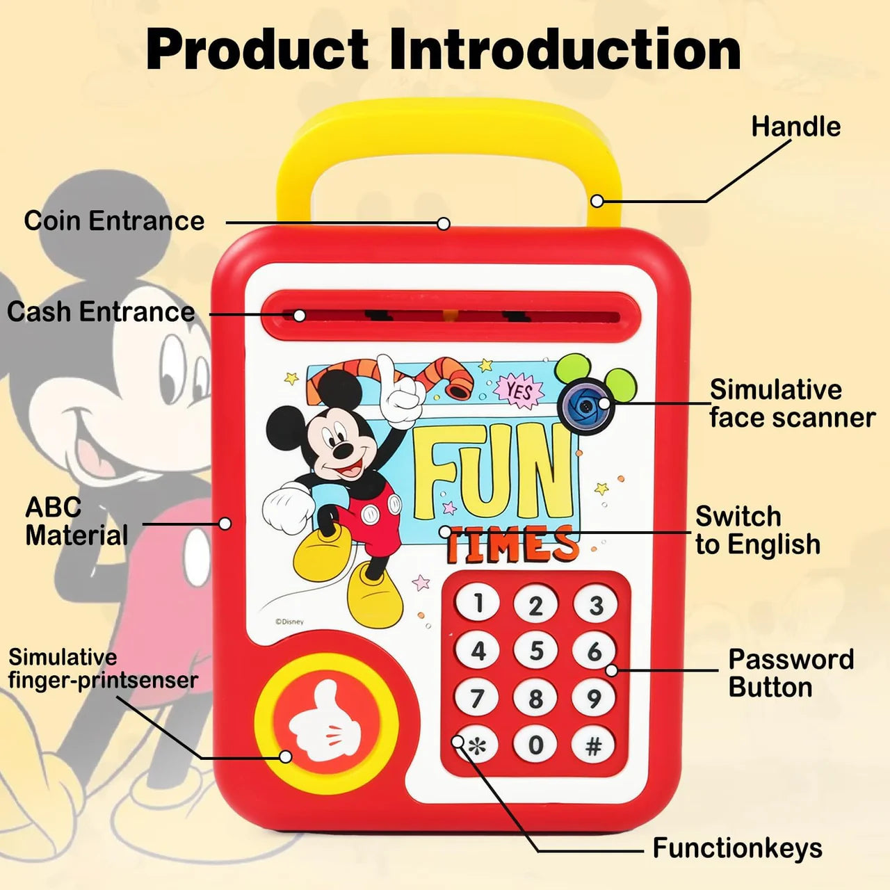 Mickey Mouse Piggy Bank - Kids Saving Money Box