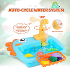 Dinosaur Kitchen Sink Playset - 2-in-1 Fishing Toy with Water Circulation