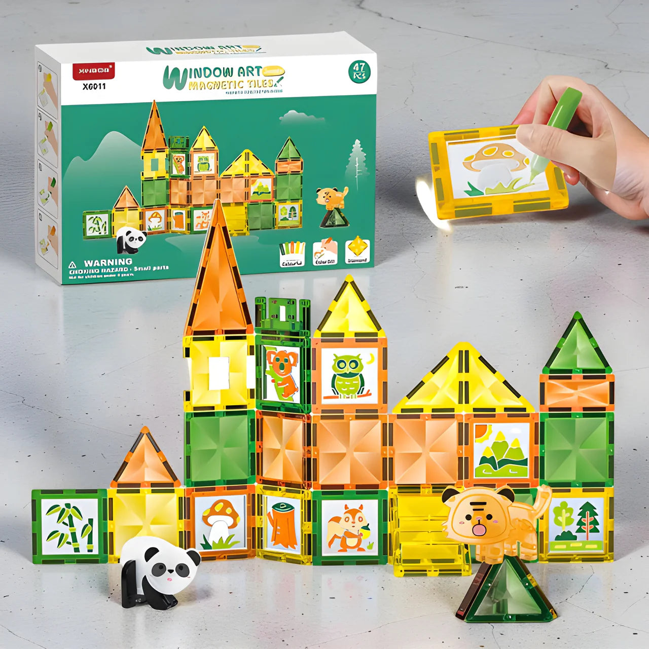 WINDOW ART MAGNETIC TILES CREATIVE BUILDING SET – 47 PCS