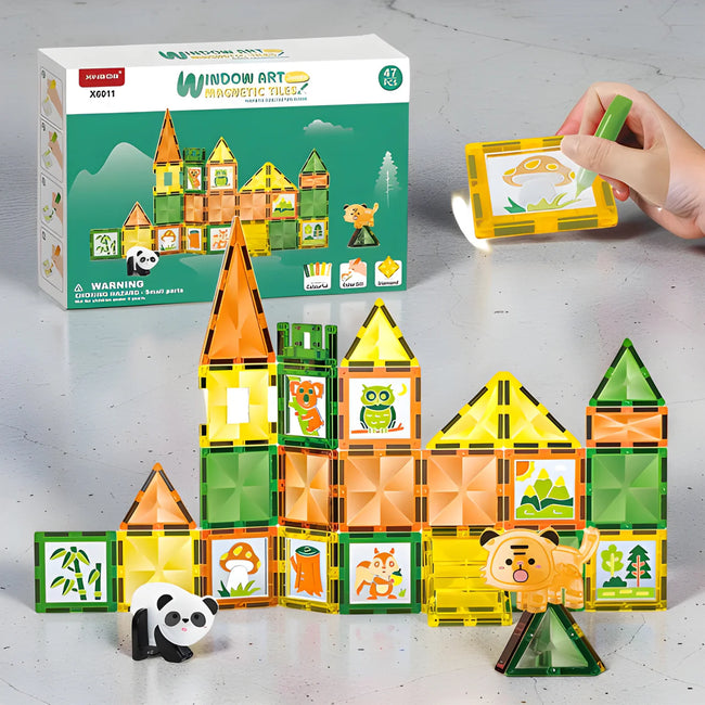 WINDOW ART MAGNETIC TILES CREATIVE BUILDING SET – 47 PCS Hover Image